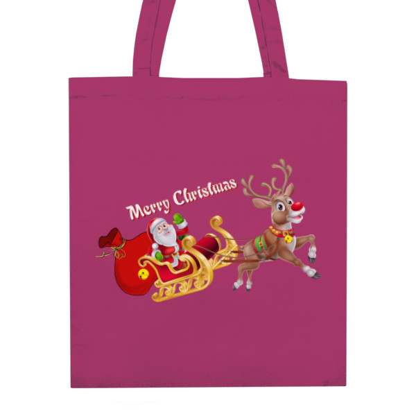 Nákupní taška unisex s potlačou Santa a Rudolf - Merry Christmas