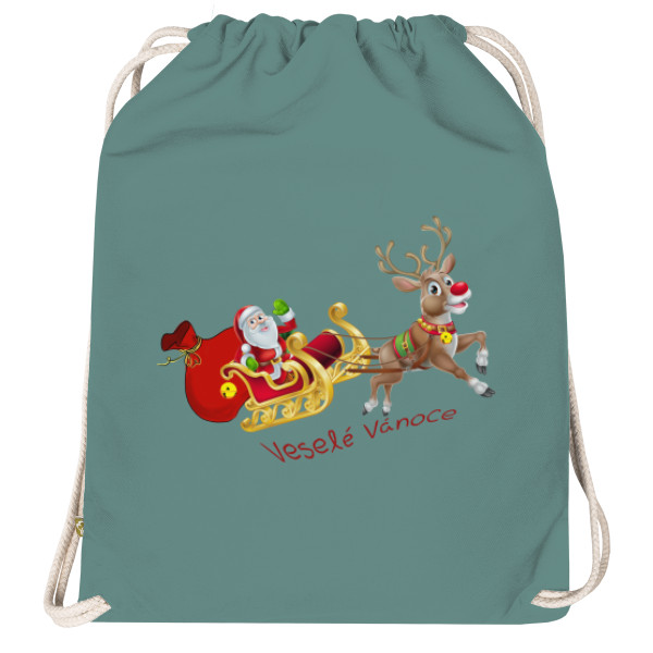 Vak na chrbát Organic  s potlačou Santa a Rudolf